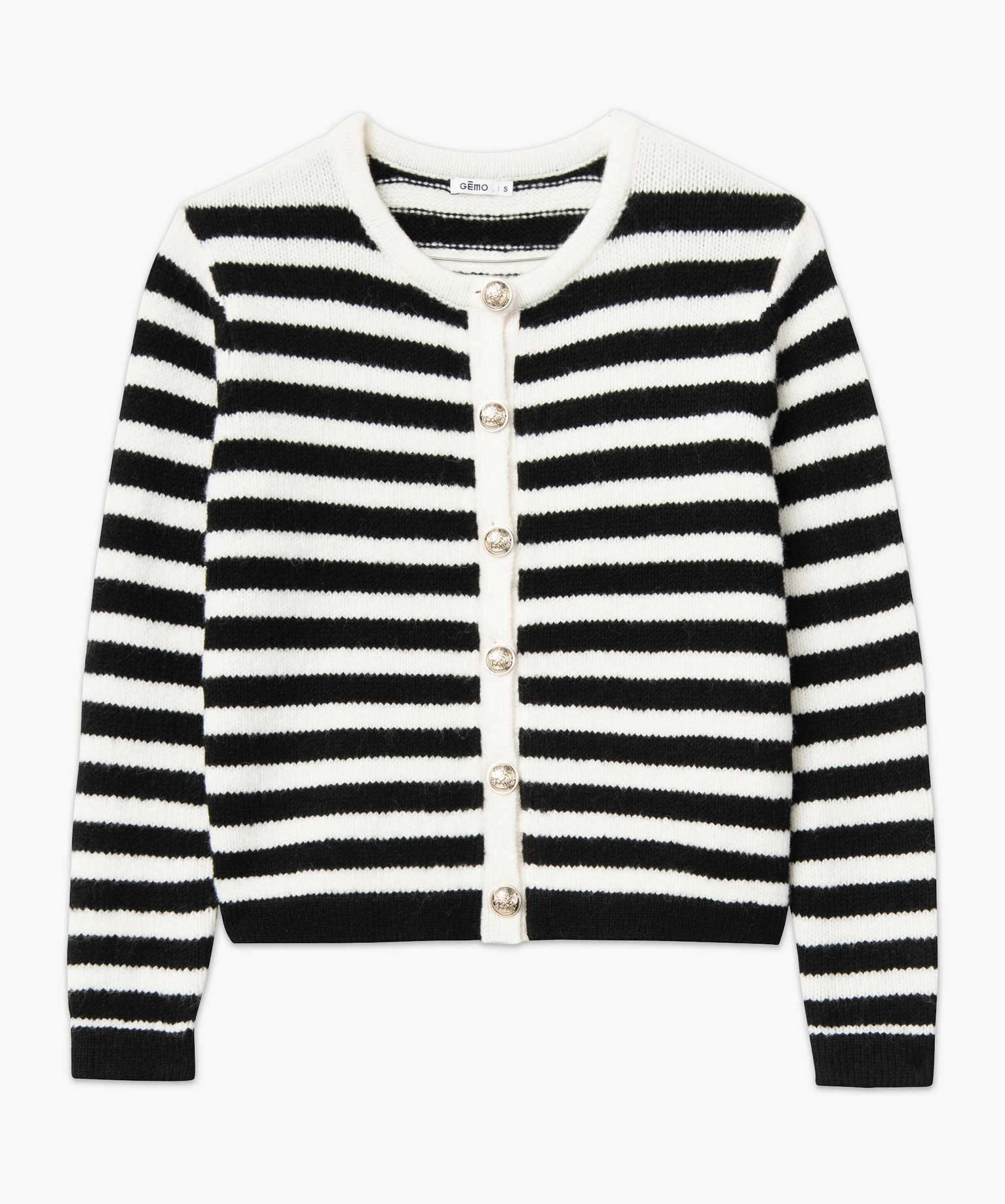 Gilet en grosse maille rayé et boutons gravés femme raye | GEMO