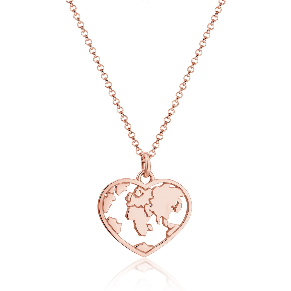 Elli Elli Collier Femme Pendentif Coeur Globe Terrestre Pois Tendance en Argent Sterli collier