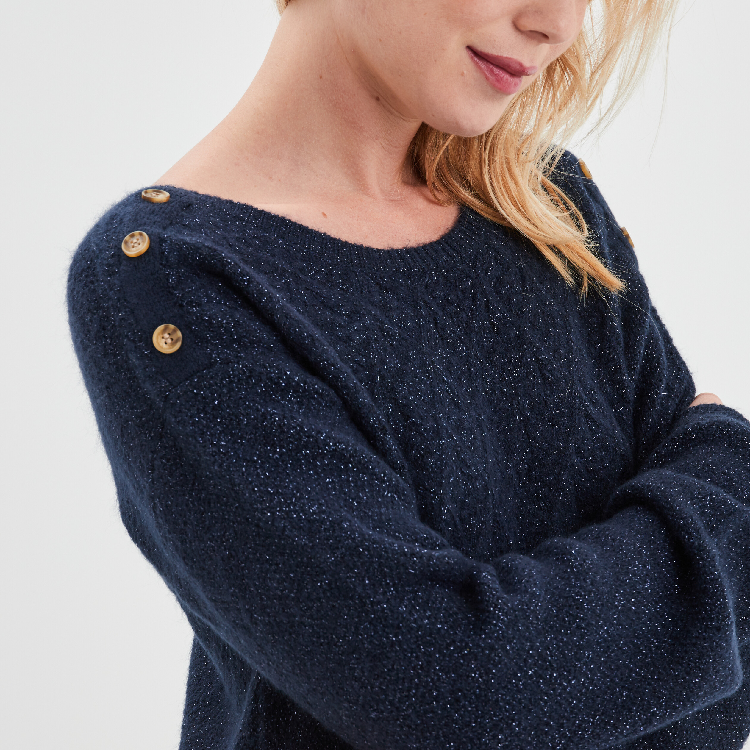 Robe pull droite à boutons bleu marine femme | La Halle