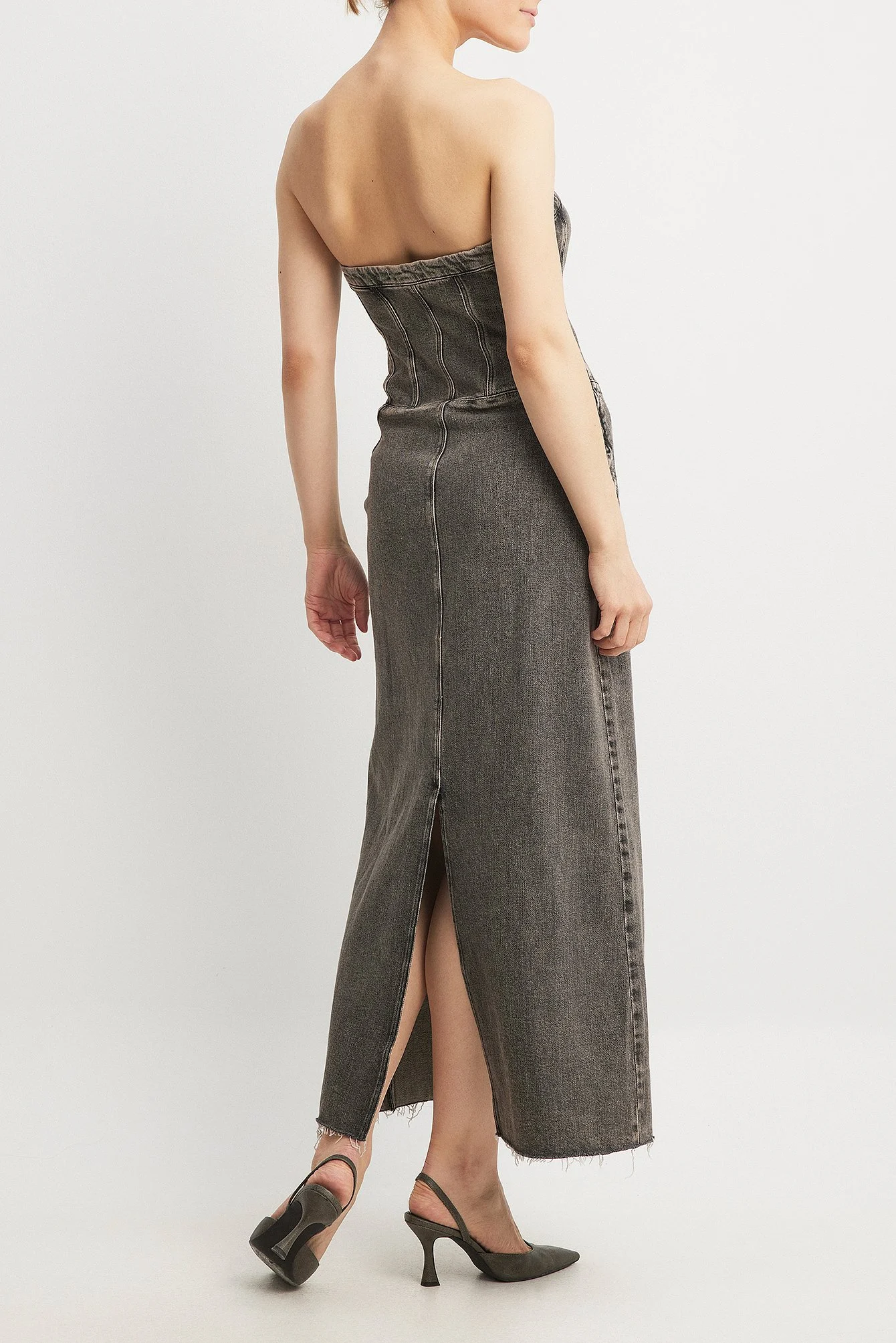 Bandeau-Denim-Maxikleid