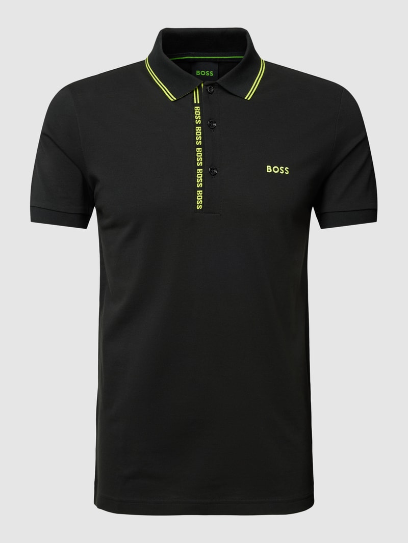 Poloshirt mit Label-Stitching Modell 'PAULE' in schwarz