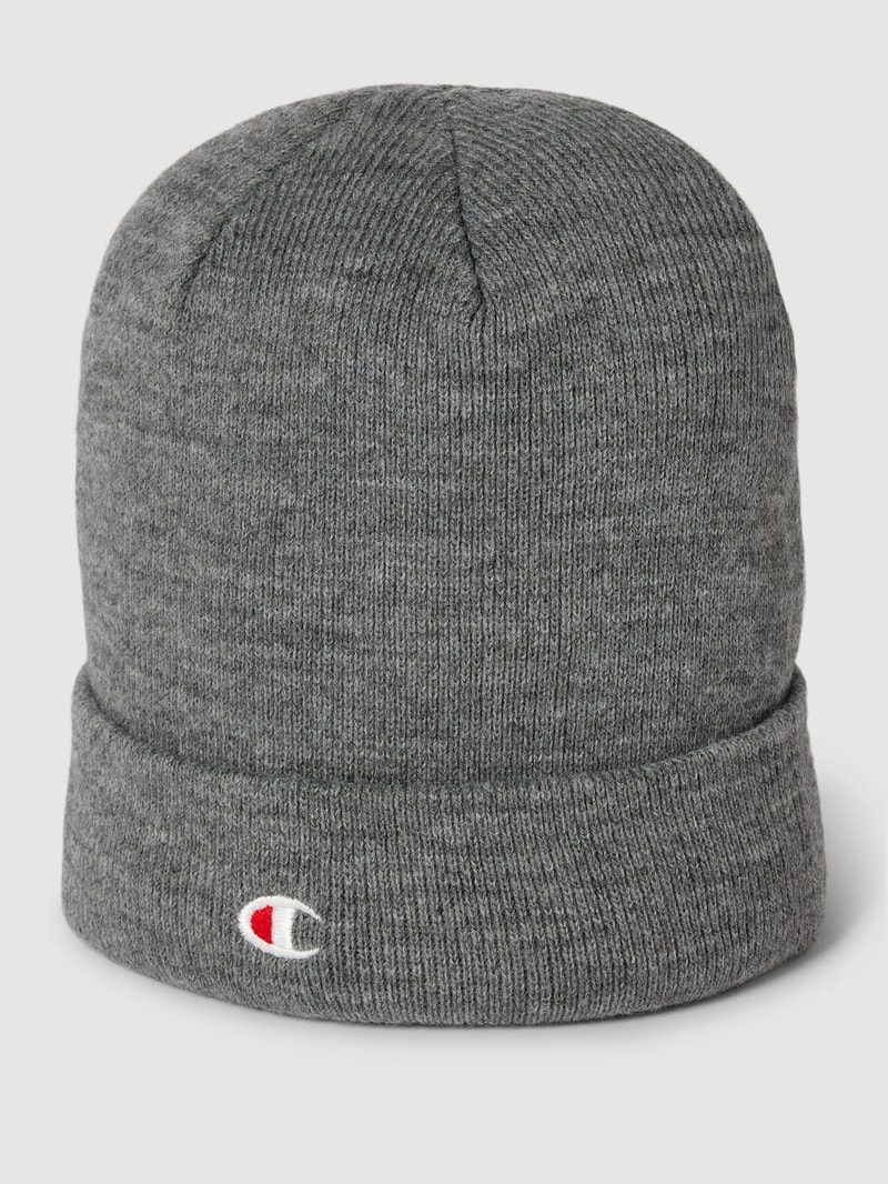 Beanie mit Label-Stitching in anthrazit meliert