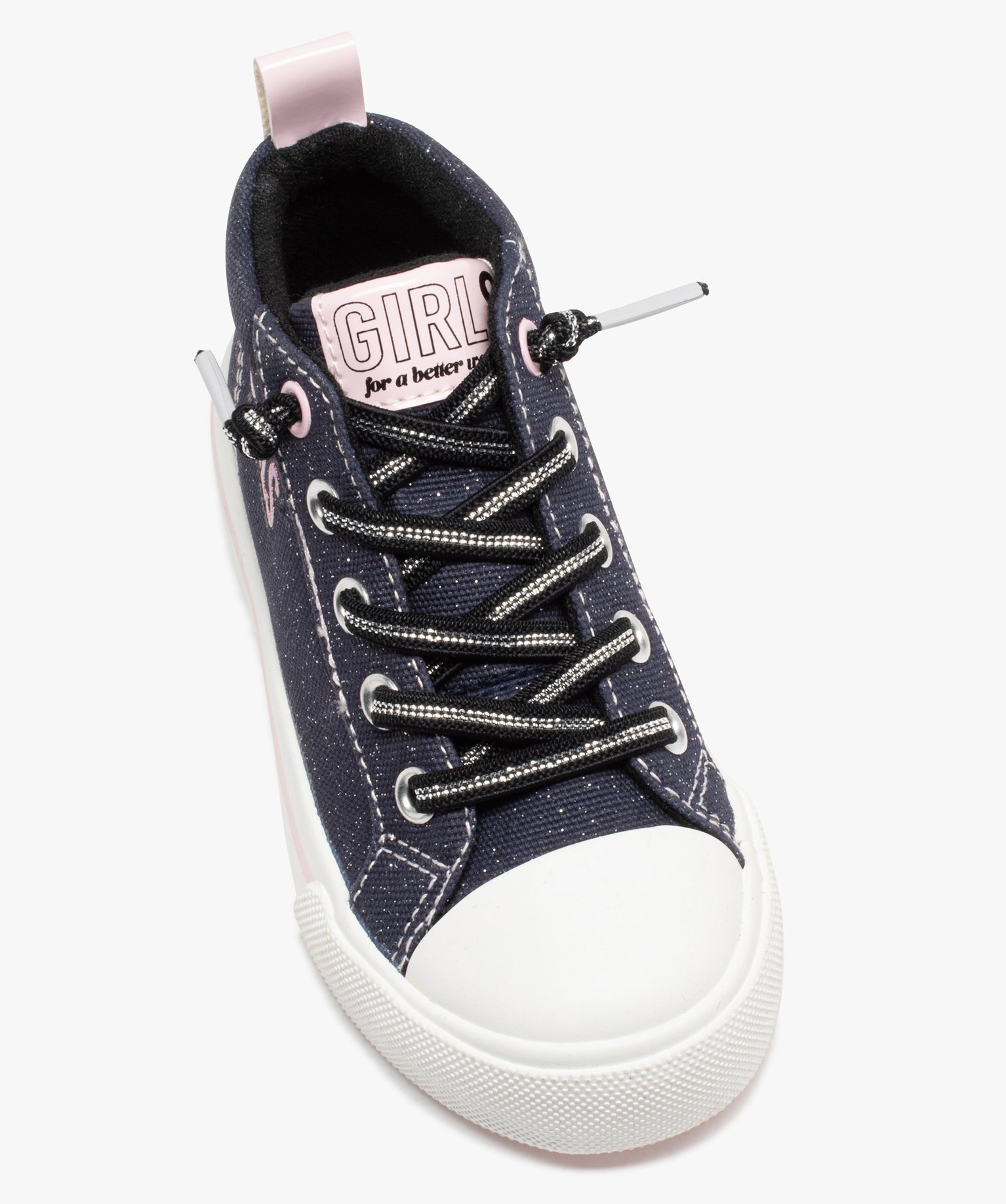 Baskets fille montantes déperlantes pailletée à lacets é... noir | GEMO