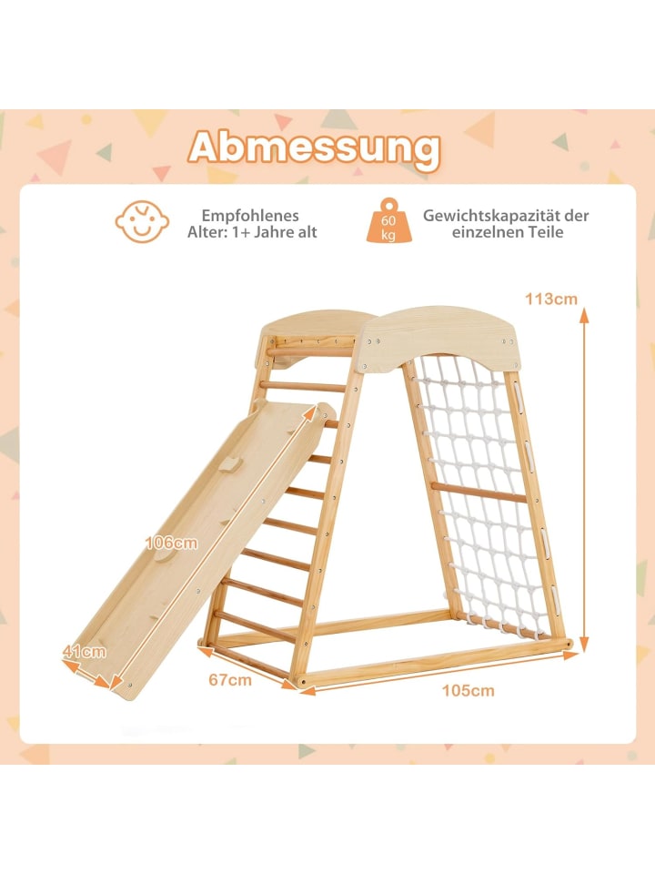 COSTWAY Klettergerüst Indoor in Beige günstig kaufen 113 cm