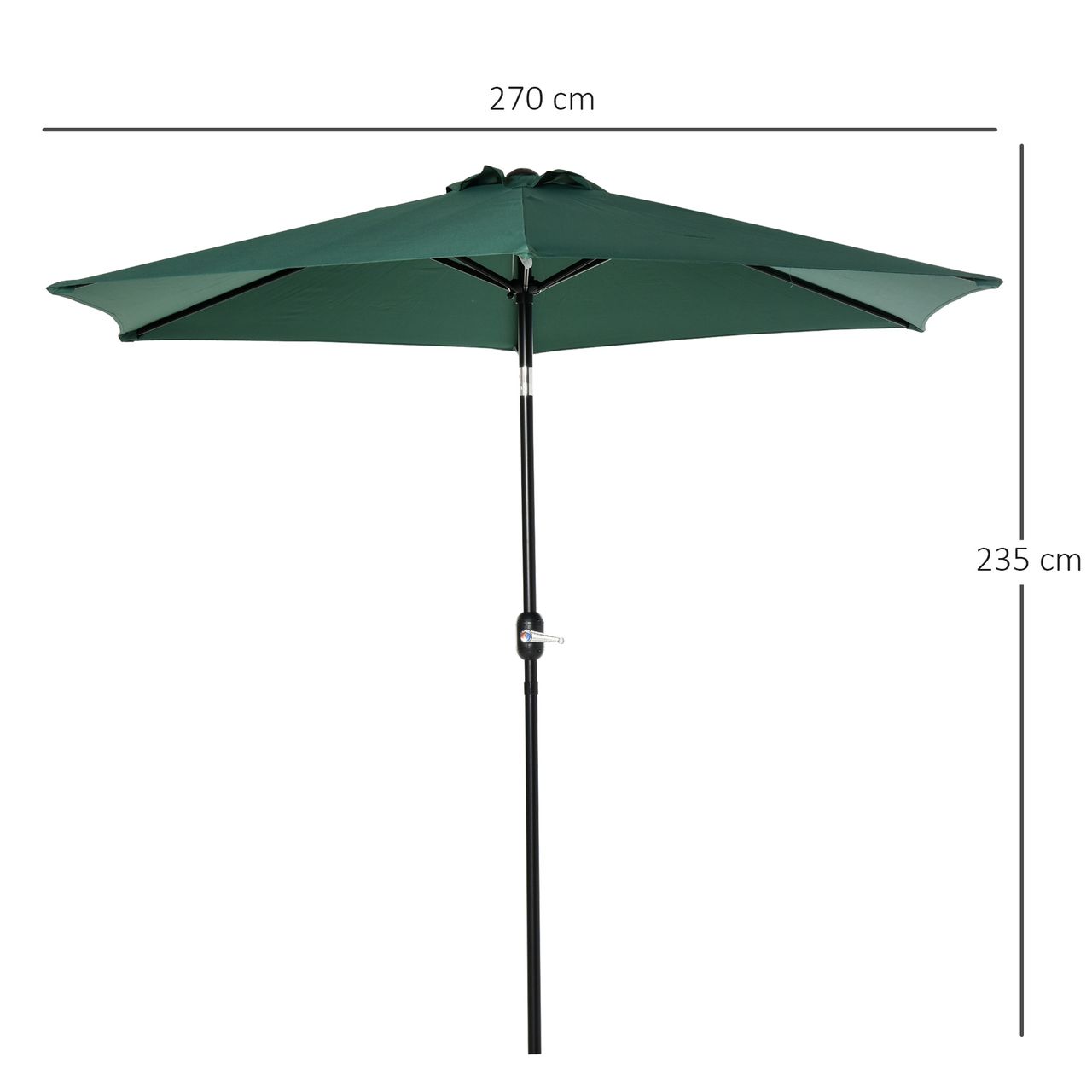 Outsunny Sonnenschirm Knickschirm Gartenschirm Marktschirm Handkurbel