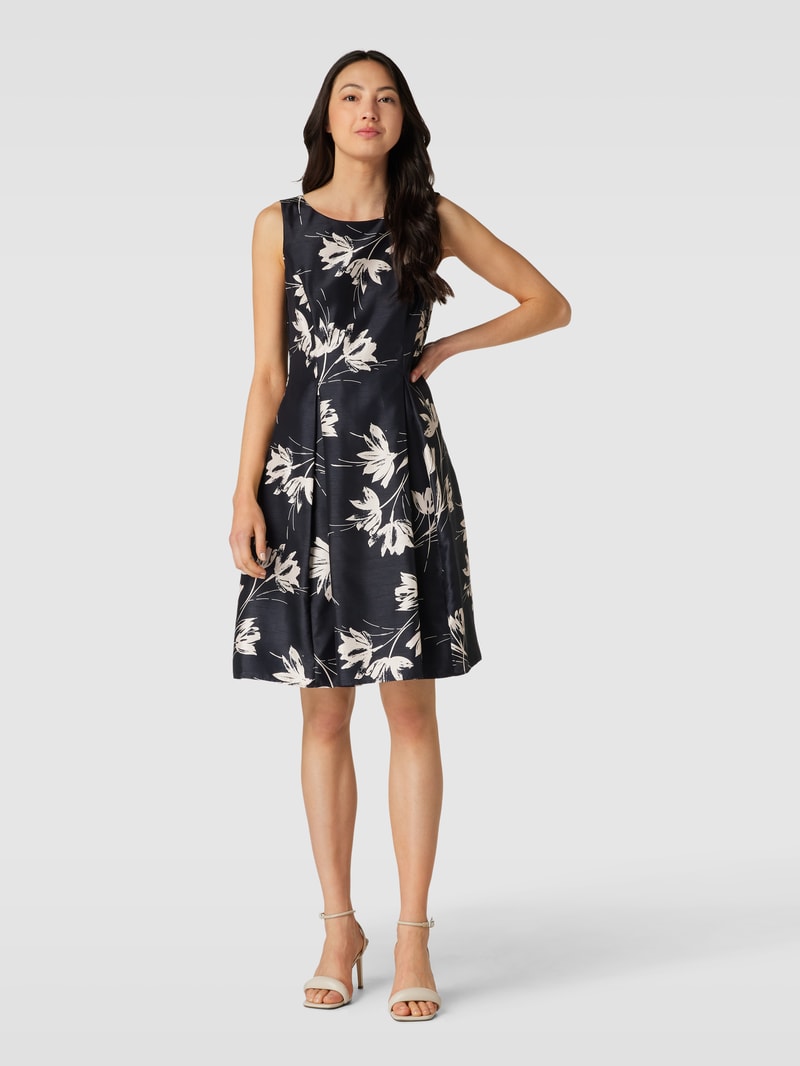 Cocktailkleid mit Allover-Muster in marineblau meliert
