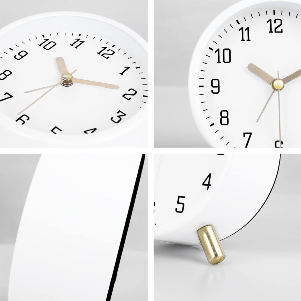 Sarfly Glockenwecker Metall Wecker Analog ohne Ticken, Lautlos Wecker mit Licht,Moderne Einfache Deko Tischuhr Schlafzimmer Nachttisch