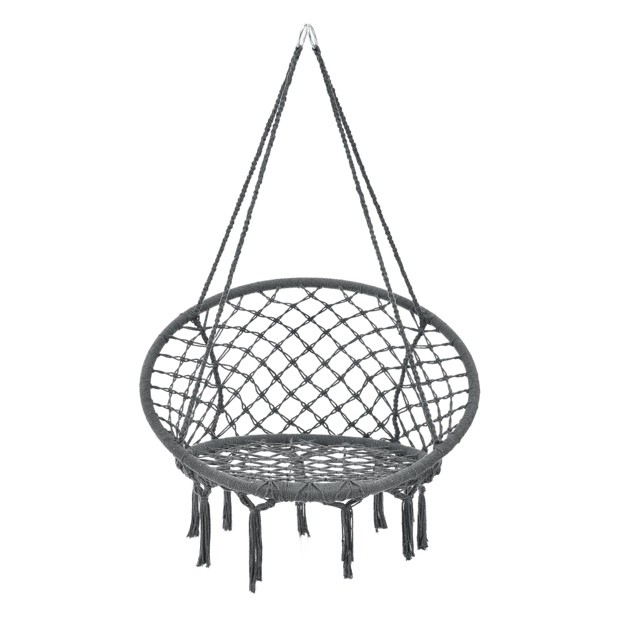 casa.pro Hängesessel, Tampico Hängestuhl Hängesitz Indoor Outdoor ø60cm Dunkelgrau
