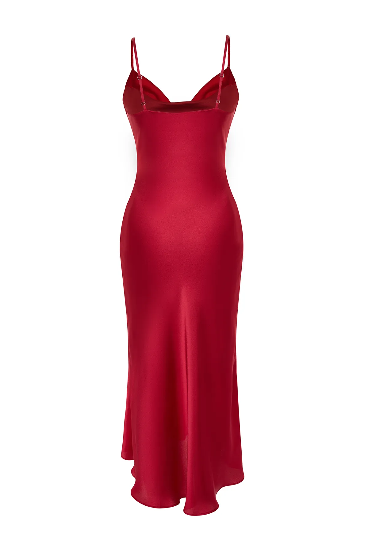 Trendyol Collection  Rot gefüttertes Abendkleid aus gewebtem Satin TPRSS19BB0058
