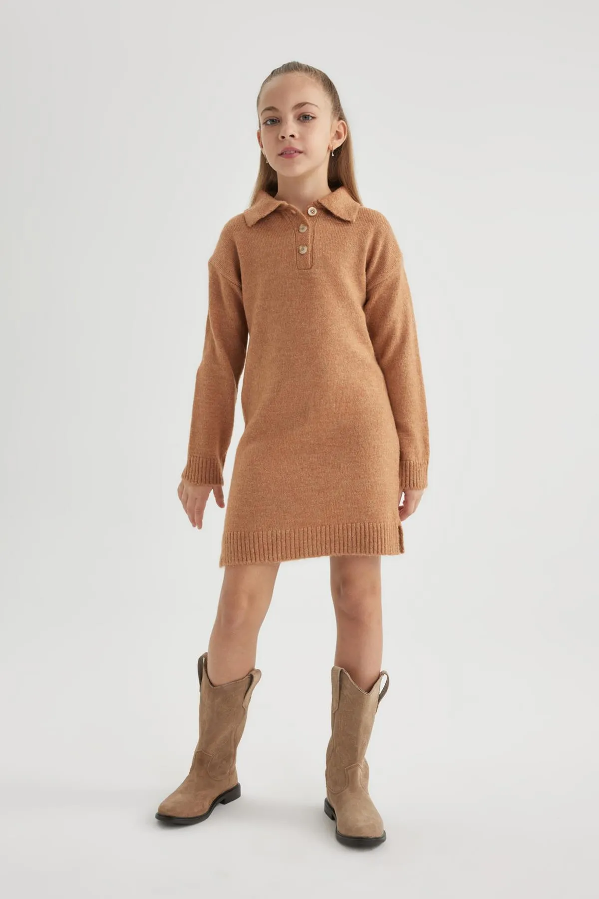 DeFacto  Langarm-Strickkleid mit Rollkragen für Mädchen