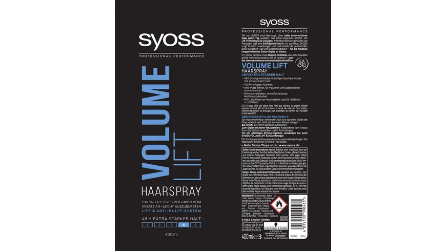 syoss Haarspray Volume Lift Haltegrad 4 400 ml