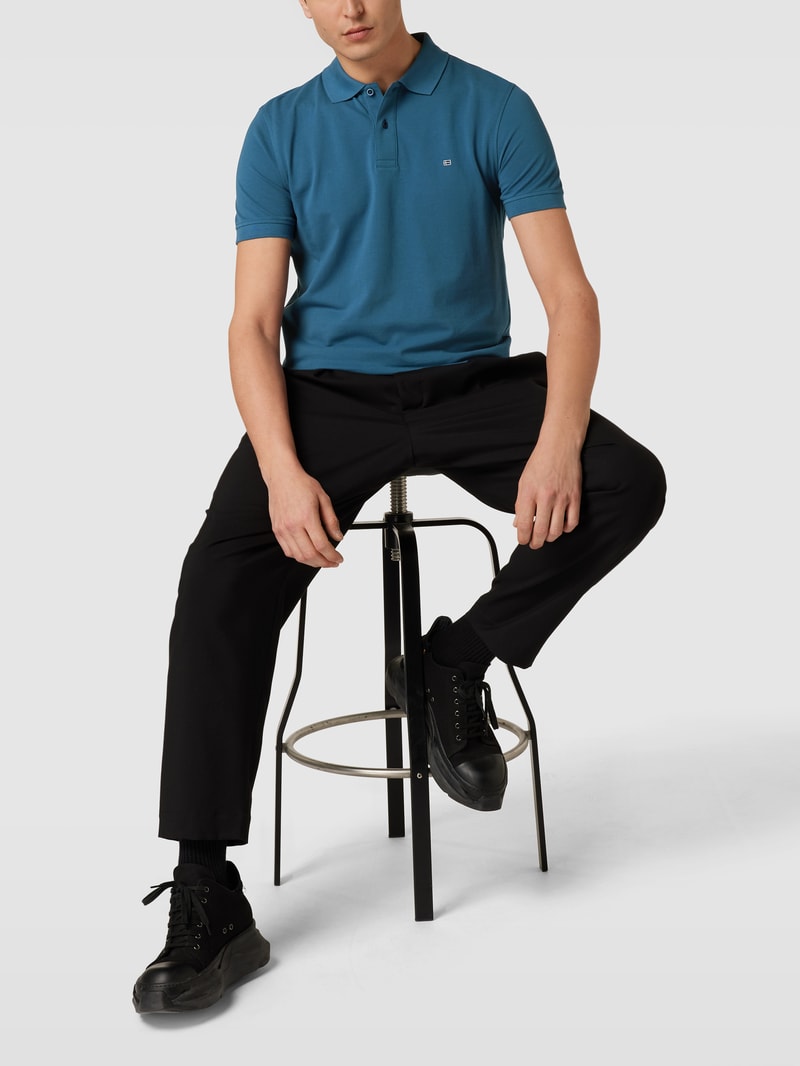 Poloshirt mit Label-Stitching in petrol