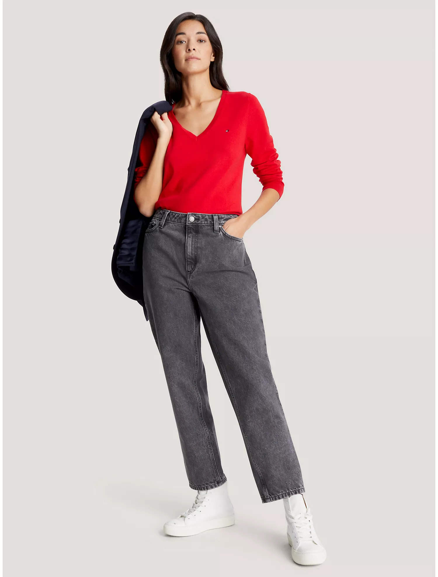 Solid V-Neck Sweater