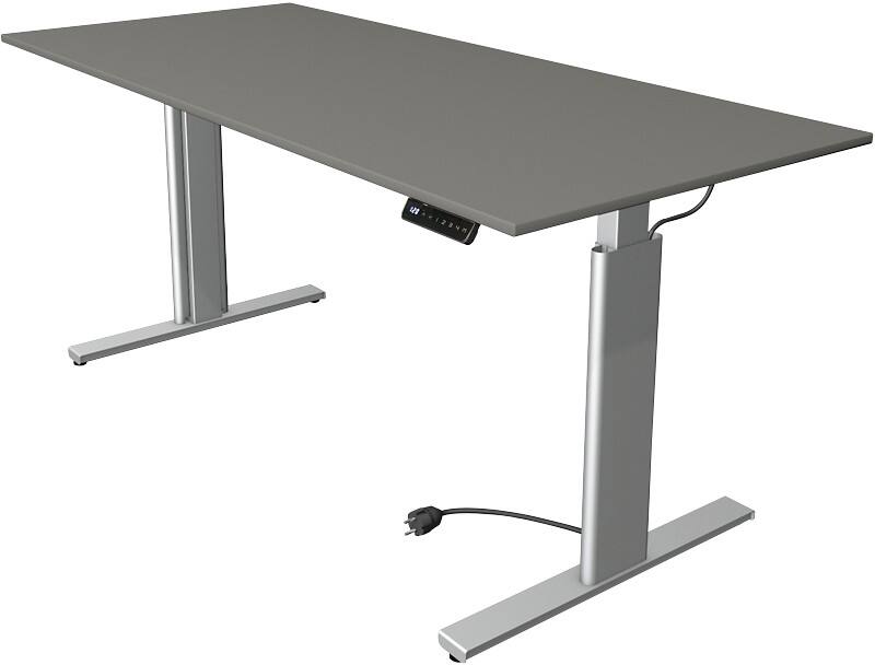Kerkmann Move 3 Rechteckig Elektrisch Höhenverstellbar Sitz-Stehschreibtisch Graphit, Silber 1.800 x 800 x 1.200 mm