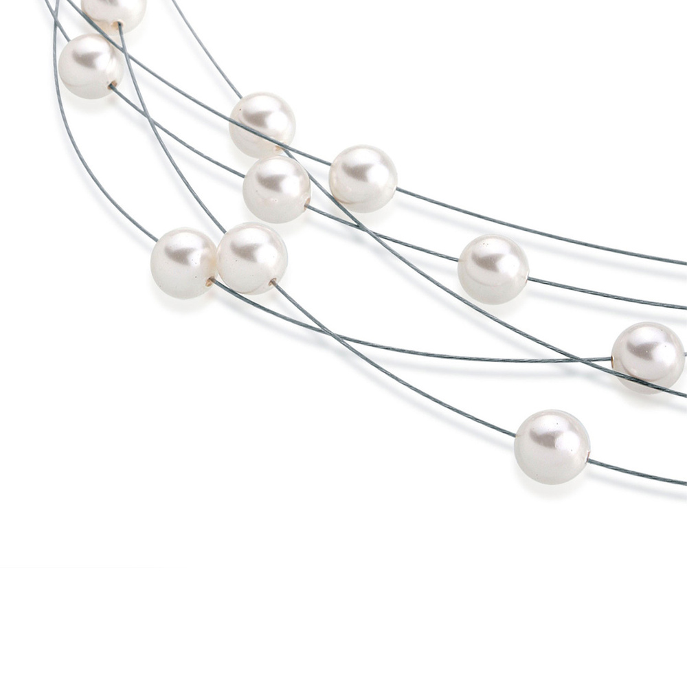 Elli Elli Collier Multi-Chain synthetischen Perlen 925 Silber collier