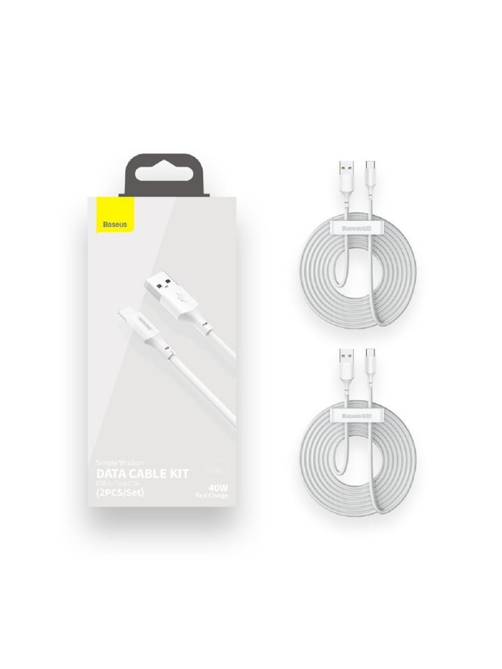 Baseus 2x USB-Kabel -USB Typ C Schnellladung Power Delivery Quick Charge 40 W in Weiß günstig kaufen onesize