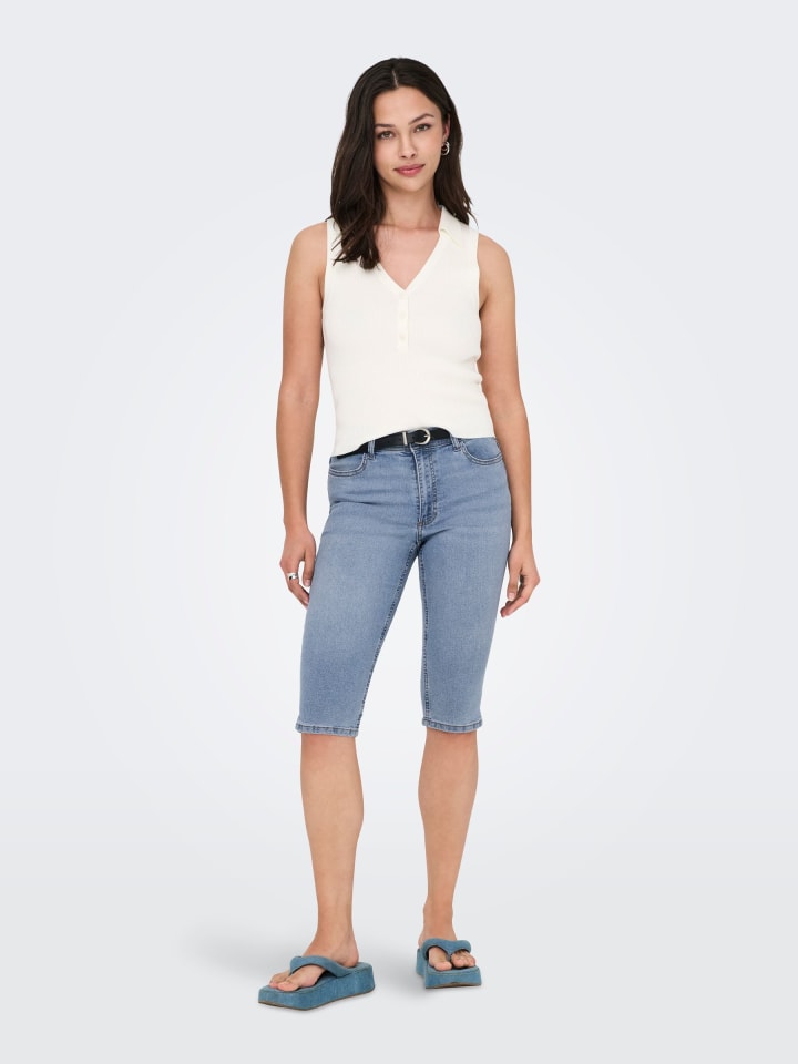 JACQUELINE de YONG Skinny Capri Jeans Shorts Kurze Stretch-Denim Hose in Hellblau günstig kaufen