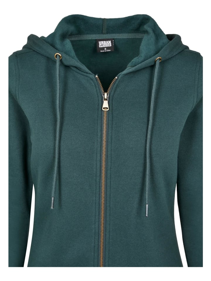 Urban Classics Urban Classics Zip-Kapuzenpullover in bottlegreen günstig kaufen