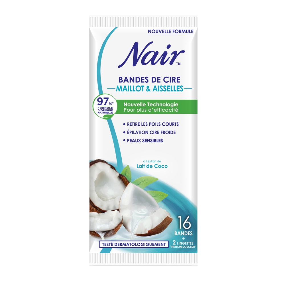 nair Bandes de cire froide Maillot & Aisselles à l'extrait de coco Bandes de cire froide