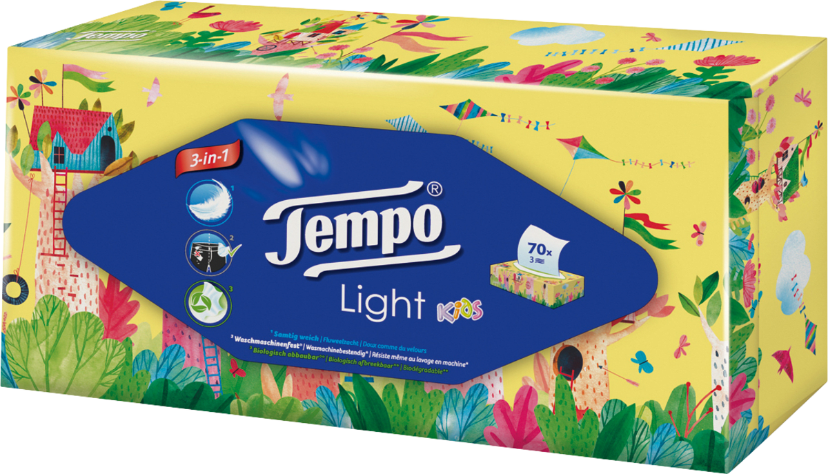 Tempo Taschentücher Light Box, 70 St