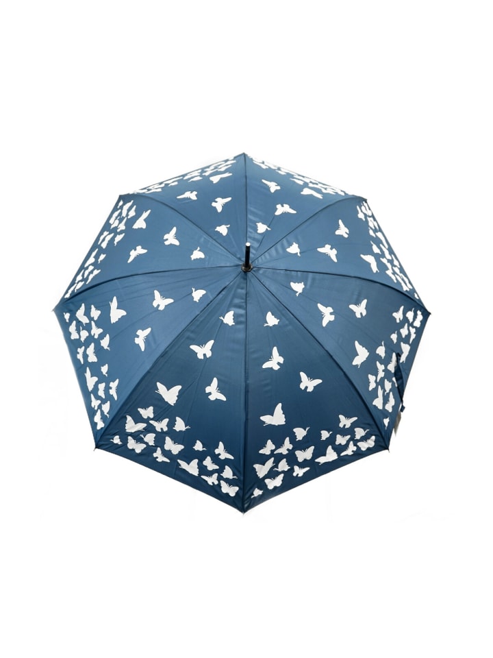 COFI 1453 Stockschirm mit Schmetterlingsmotiv-Verfärbung im Regen in Blau günstig kaufen 100