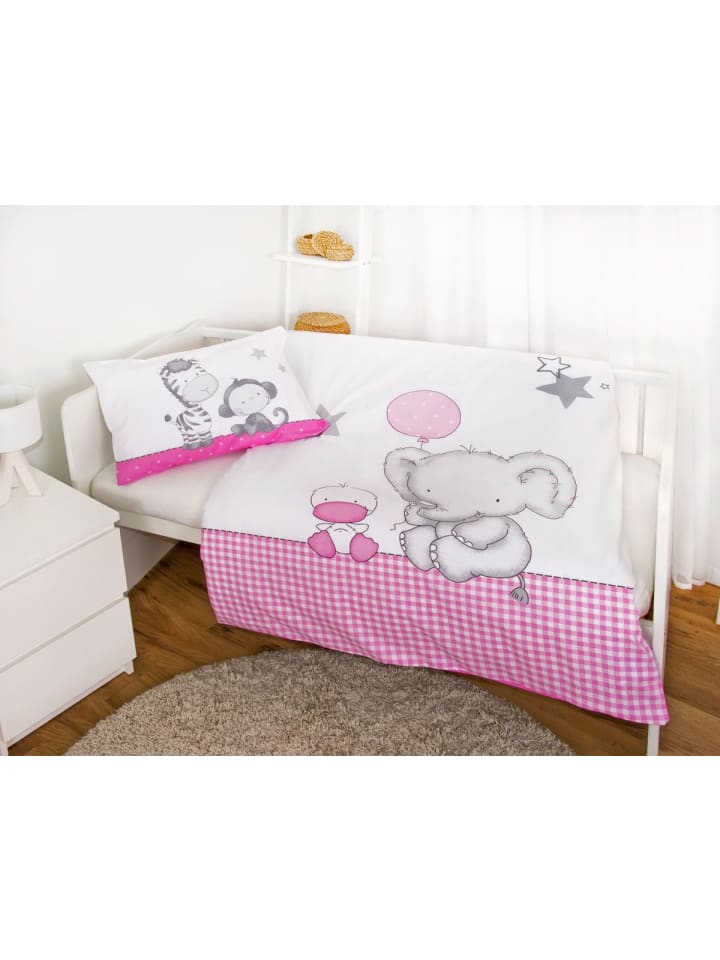 Herding 2 tlg. Renforcé Bettwäsche 100x135cm Tiere in Rosa günstig kaufen 100x135 cm