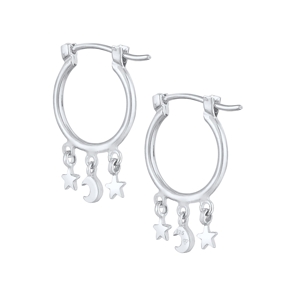 Elli Elli Boucles d'Oreilles Blogueur créoles étoile lune astro tendance pour femme en Boucles d'oreilles