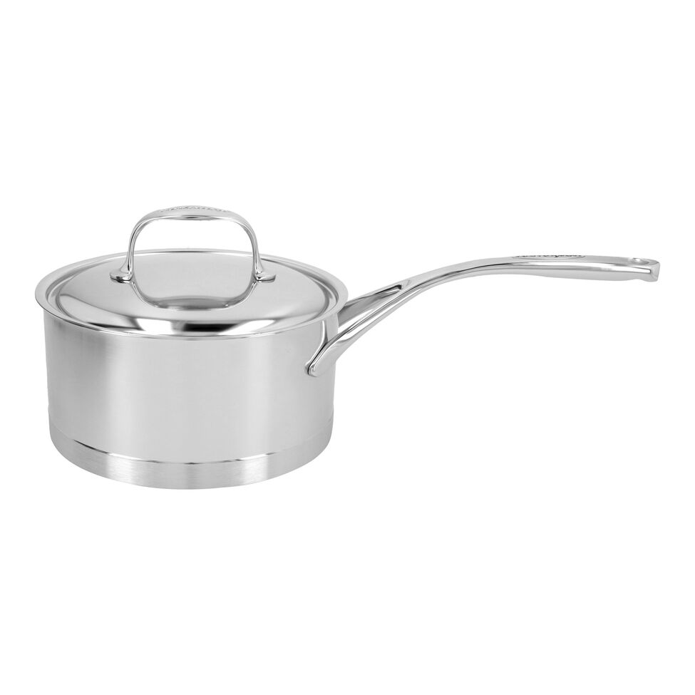Stieltopf mit Deckel 18 cm, 18/10 Edelstahl, Silber