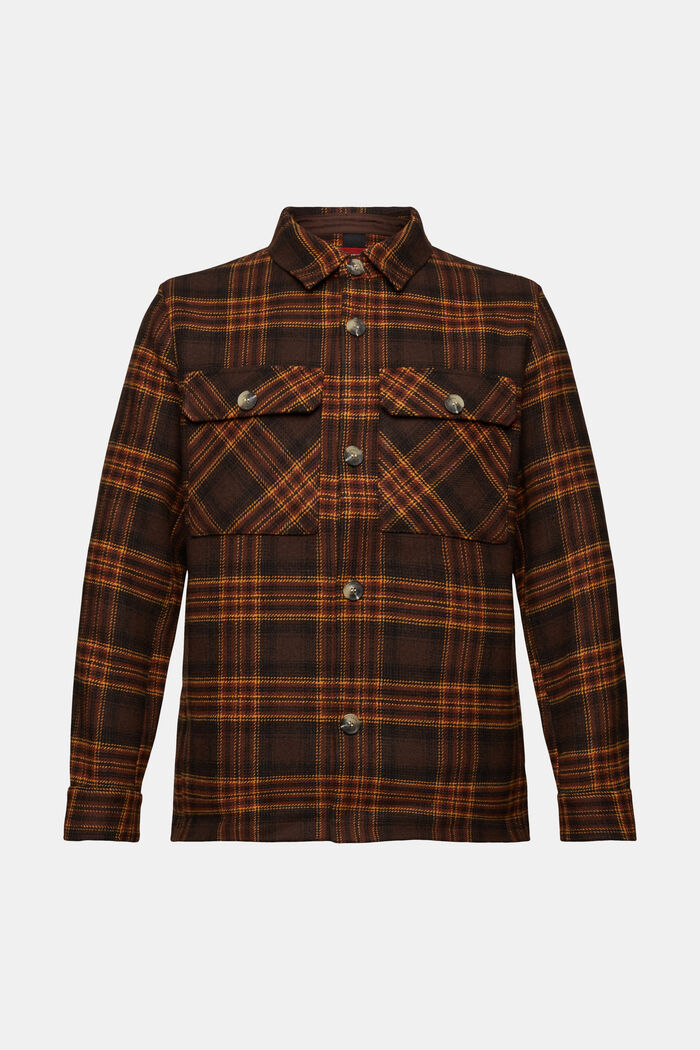 Kariertes Overshirt aus Wollmix