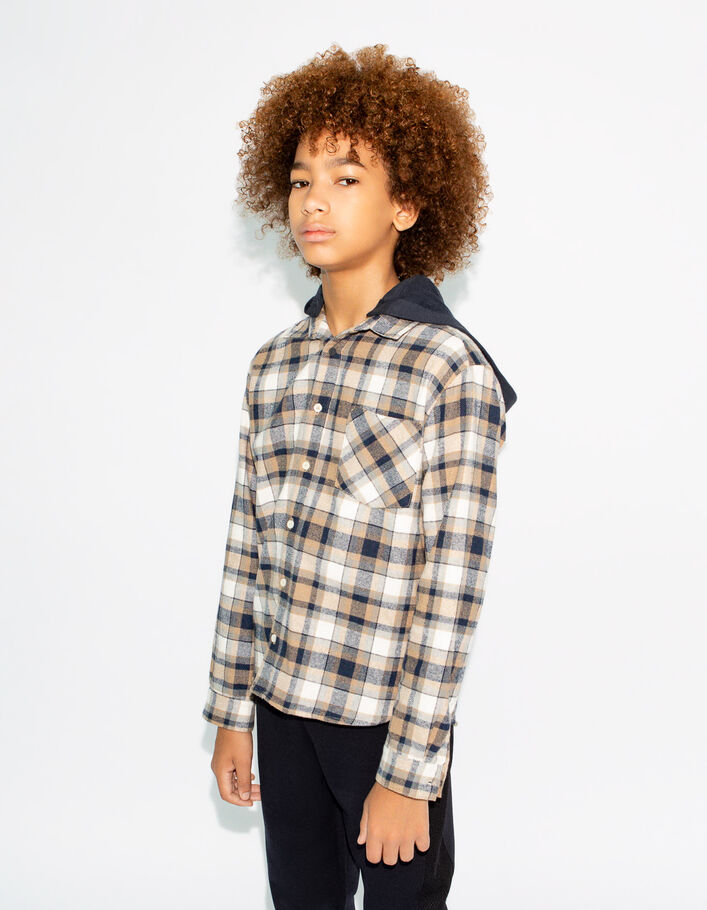 Chemise marine à carreaux à capuche amovible garçon