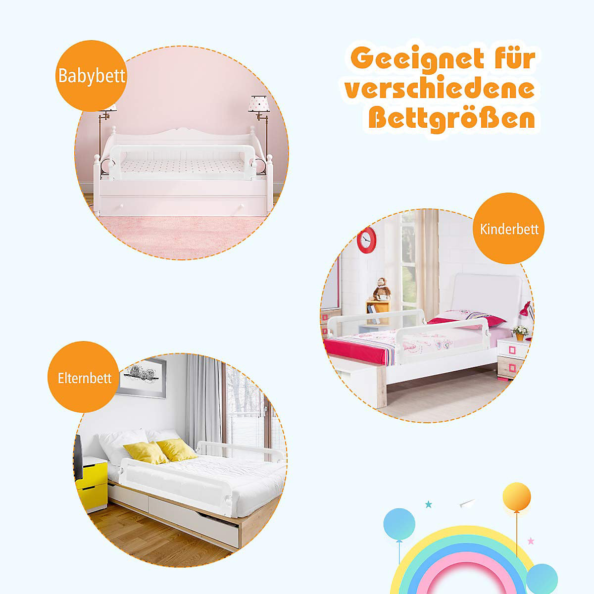 Babybettgitter Schutzgitter klappbar 120 cm