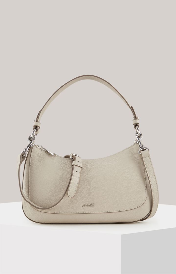 Leder-Schultertasche Estate Loreen in Hellgrau