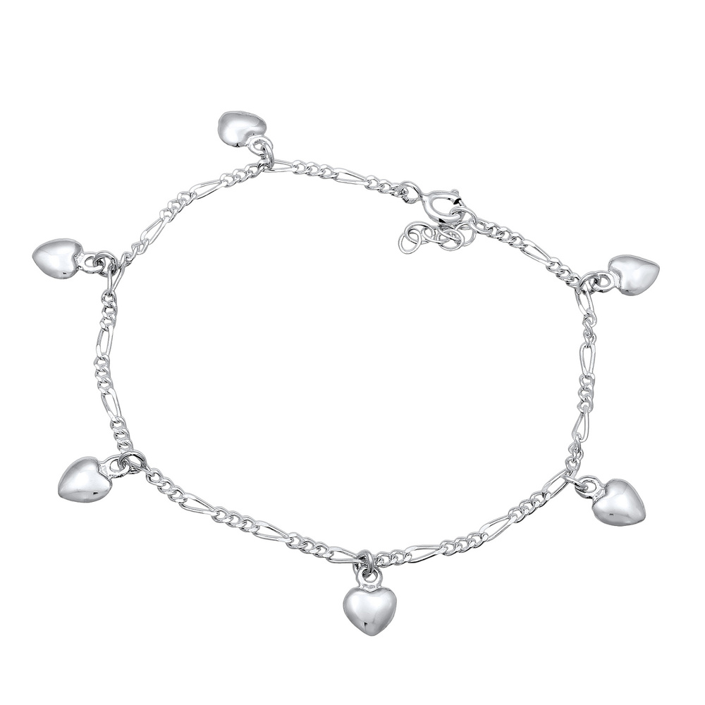 Elli Elli Bracelet Bettelarmband Figaro Herz Anhänger 925er Silber Bracelet