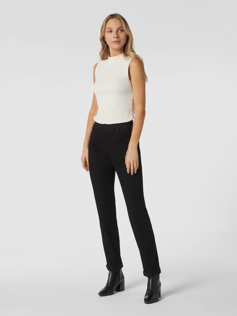 Slim Fit 5-Pocket-Jeans mit elastischem Bund - 'Super Dynamic' in schwarz