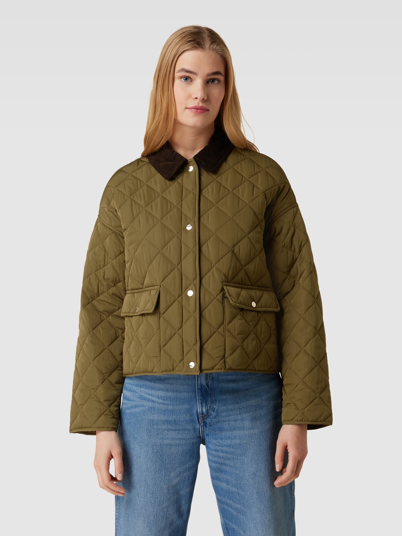 Jacke mit Steppnähten in khaki