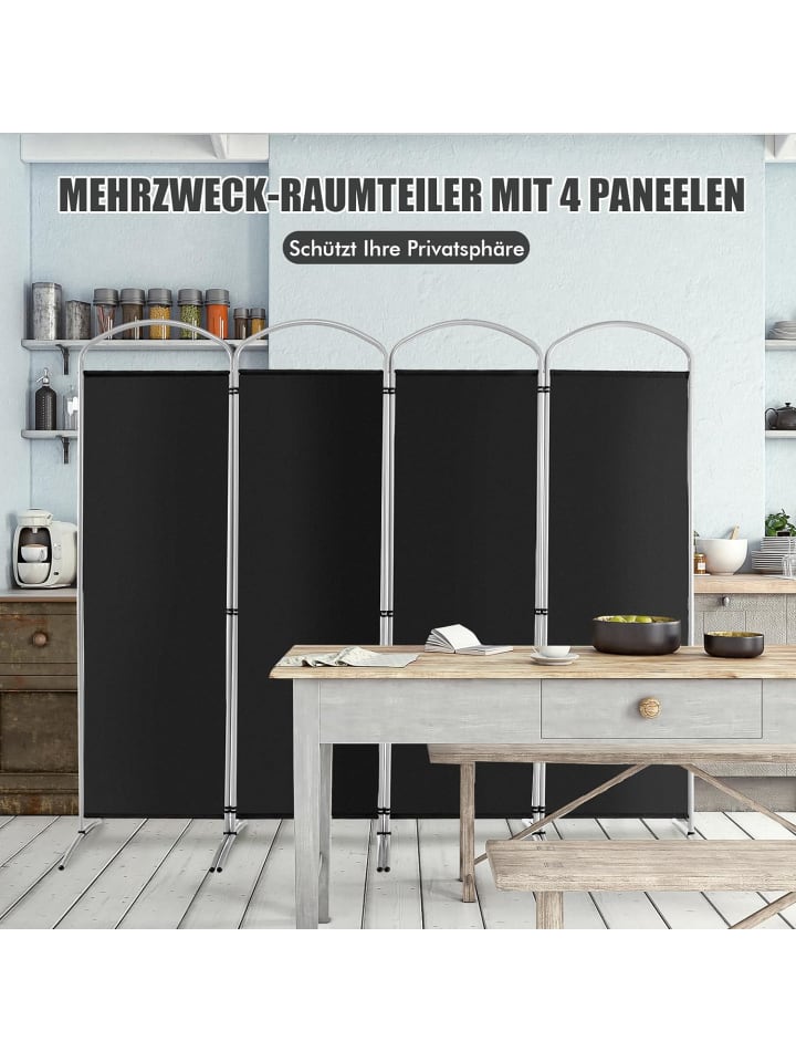 COSTWAY Raumteiler 4 tlg. 188cm in Schwarz günstig kaufen onesize