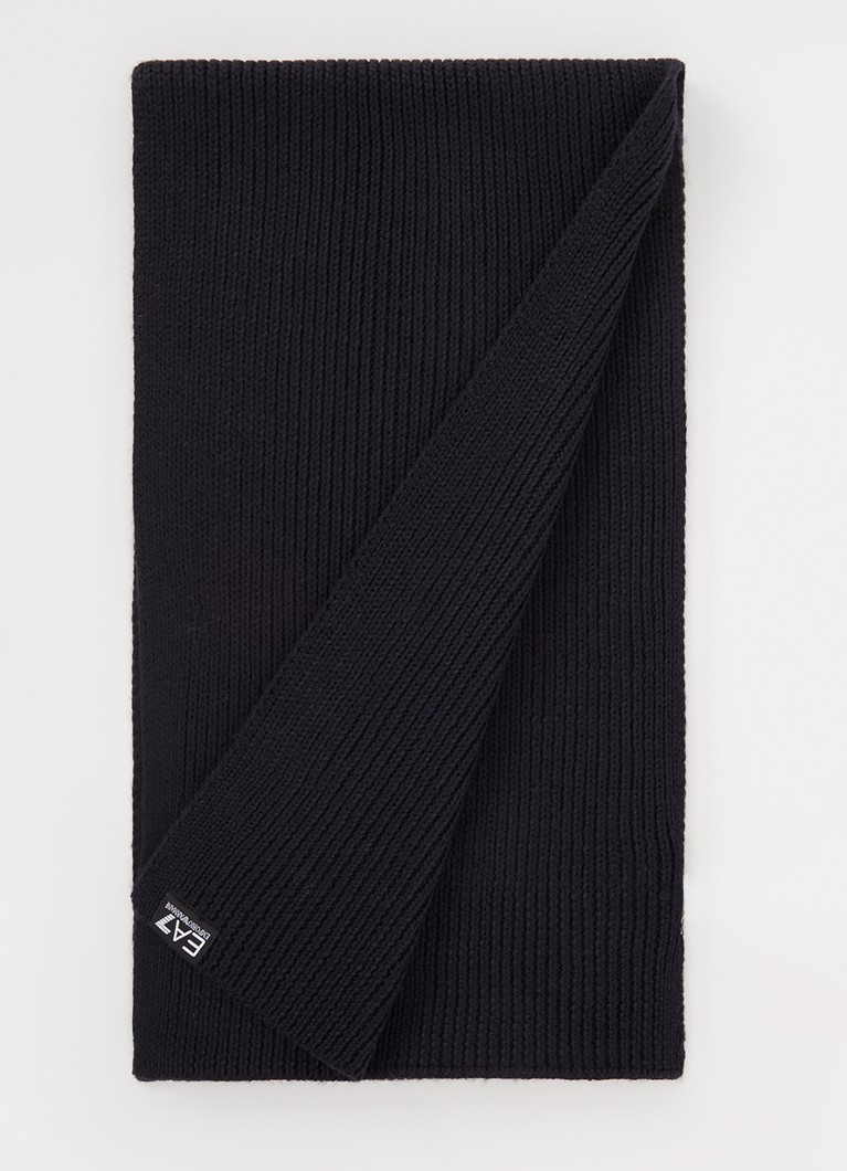 Emporio Armani Rib-knit scarf in wool blend 185 x 30 cm