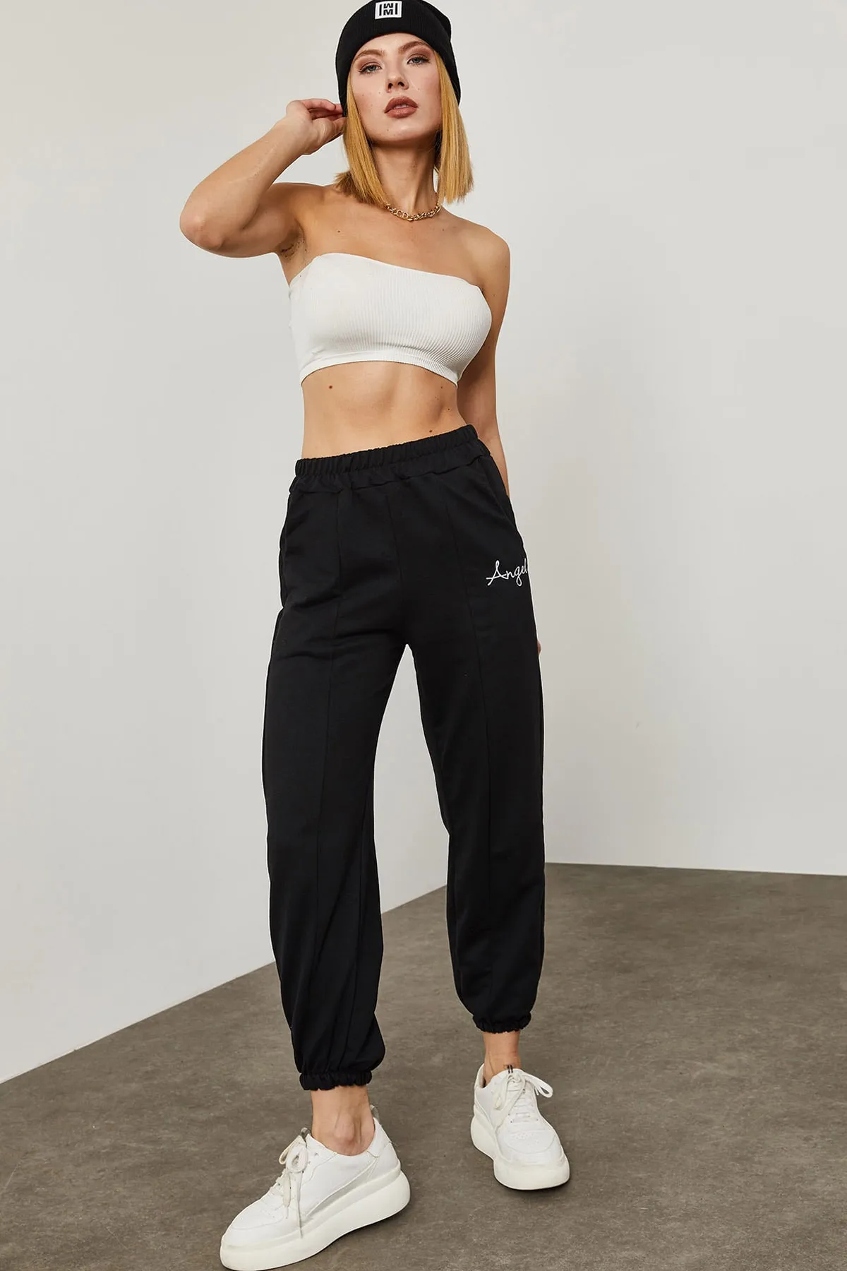 XHAN  Damen-Jogginghose mit Black Angel-Stickerei 0YZK8-10320