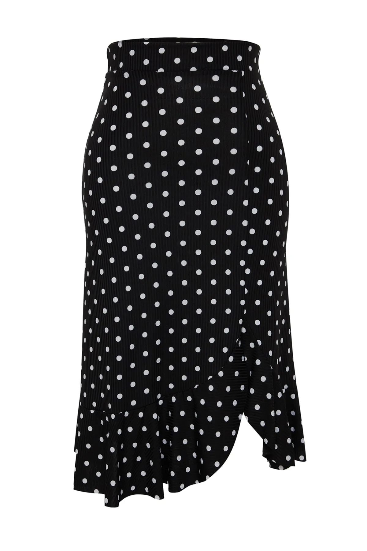 Trendyol Curve  Schwarzer A-Linien-Strickrock mit Tupfenmuster TBBSS22ET0233