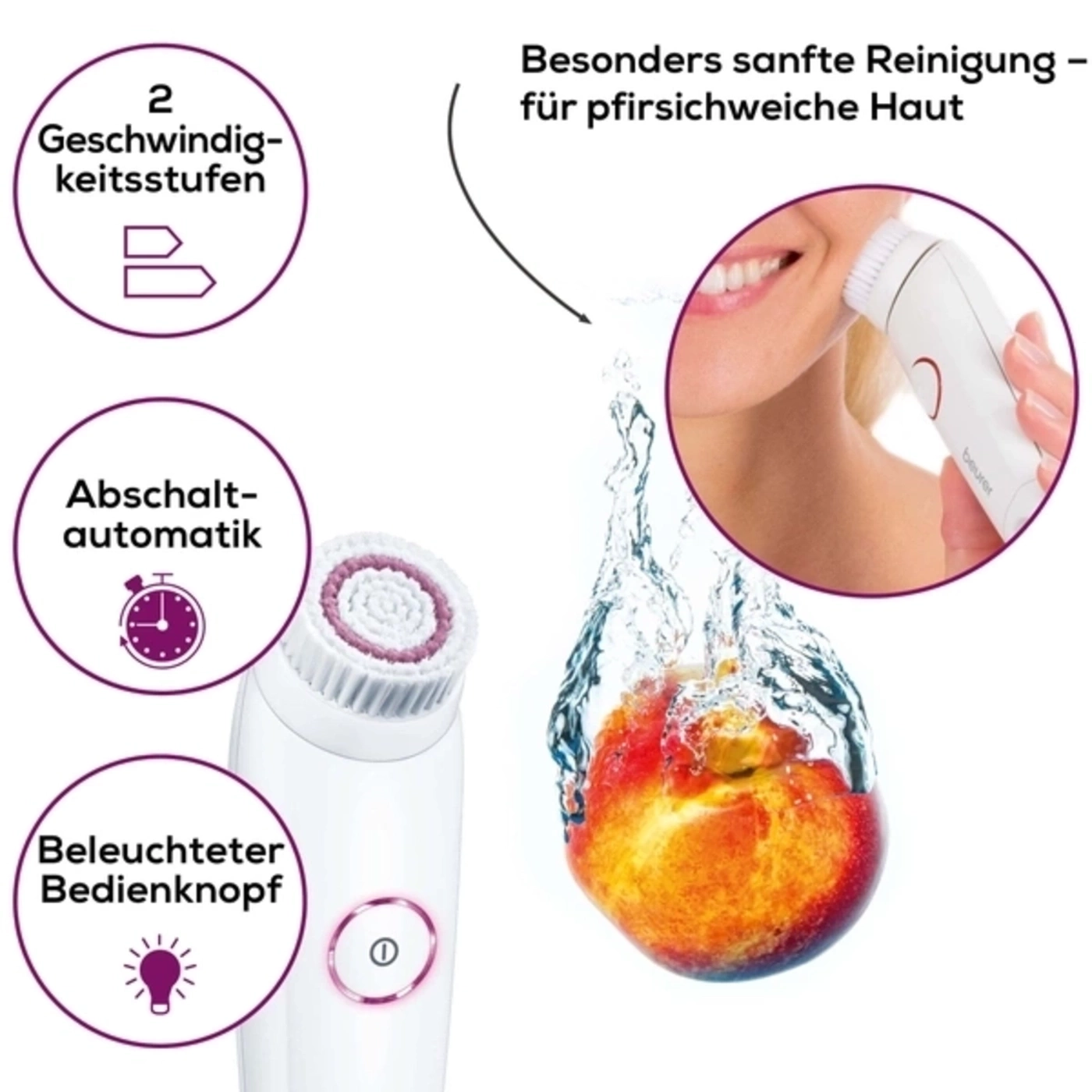 Beurer Gesichtsbürste FC 45 & HL 16 Gesichtsrasierer-Gesichtspflege und Haarentfernung in einem Paket