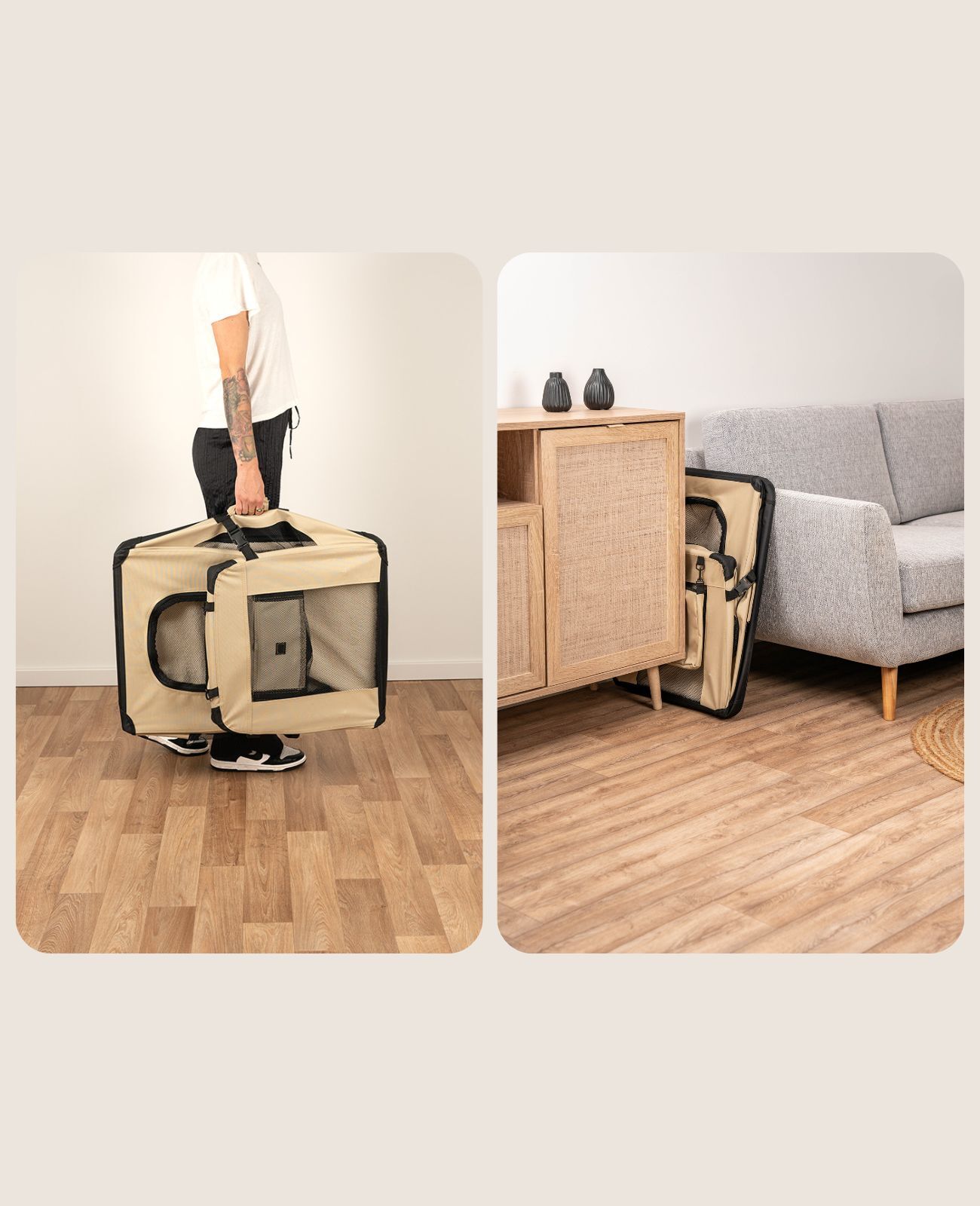 Lionto Transportboxen & Gitterboxen Lionto Hundetransportbox - faltbar - beige L