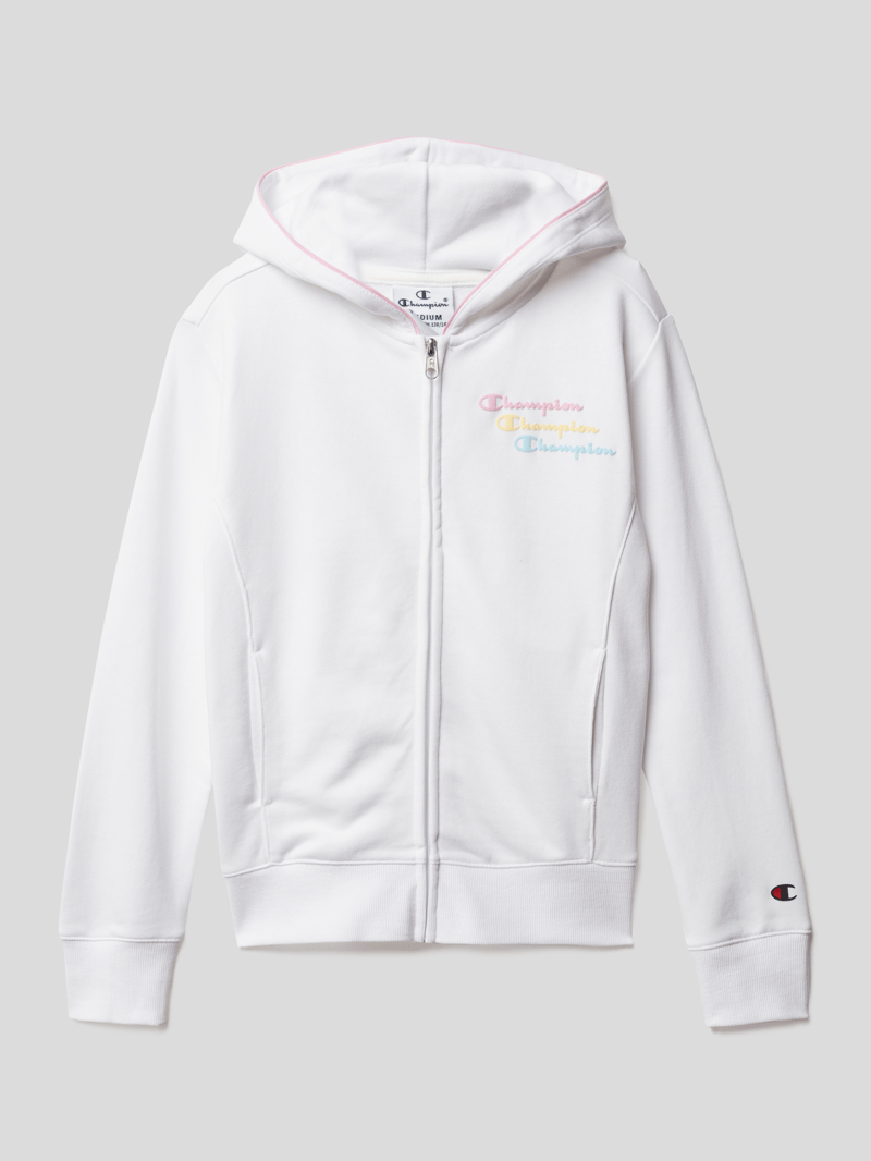 Sweatjacke mit Label-Print in weiß