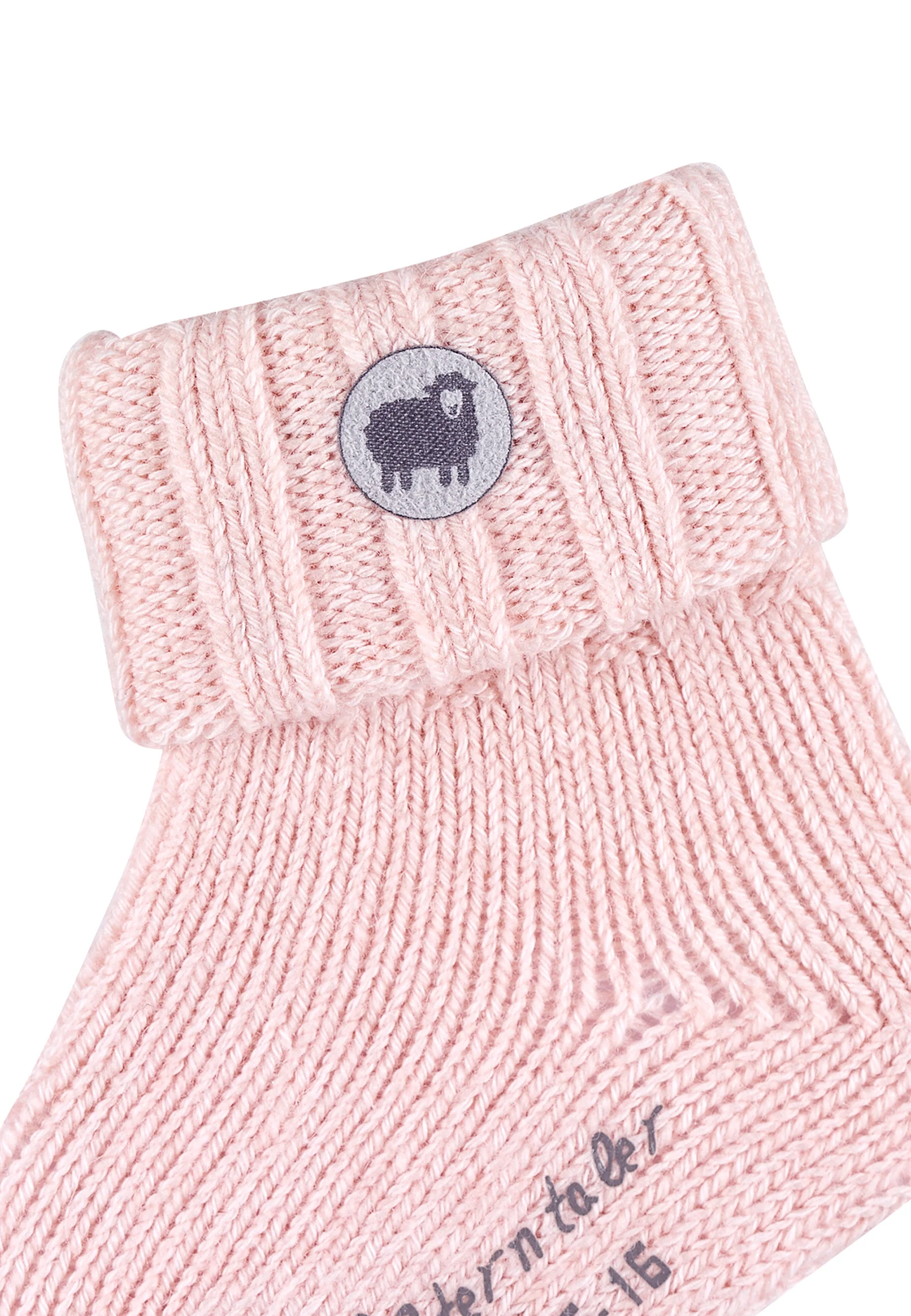Babysocken uni, mit Wolle und Applikation Schaf