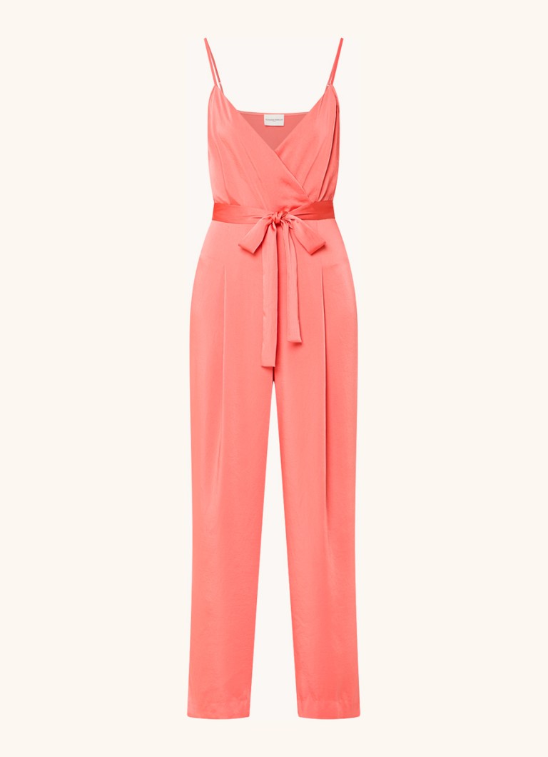Tuta intera a gamba larga in raso Jelly di Claudie Pierlot con cintura da annodare