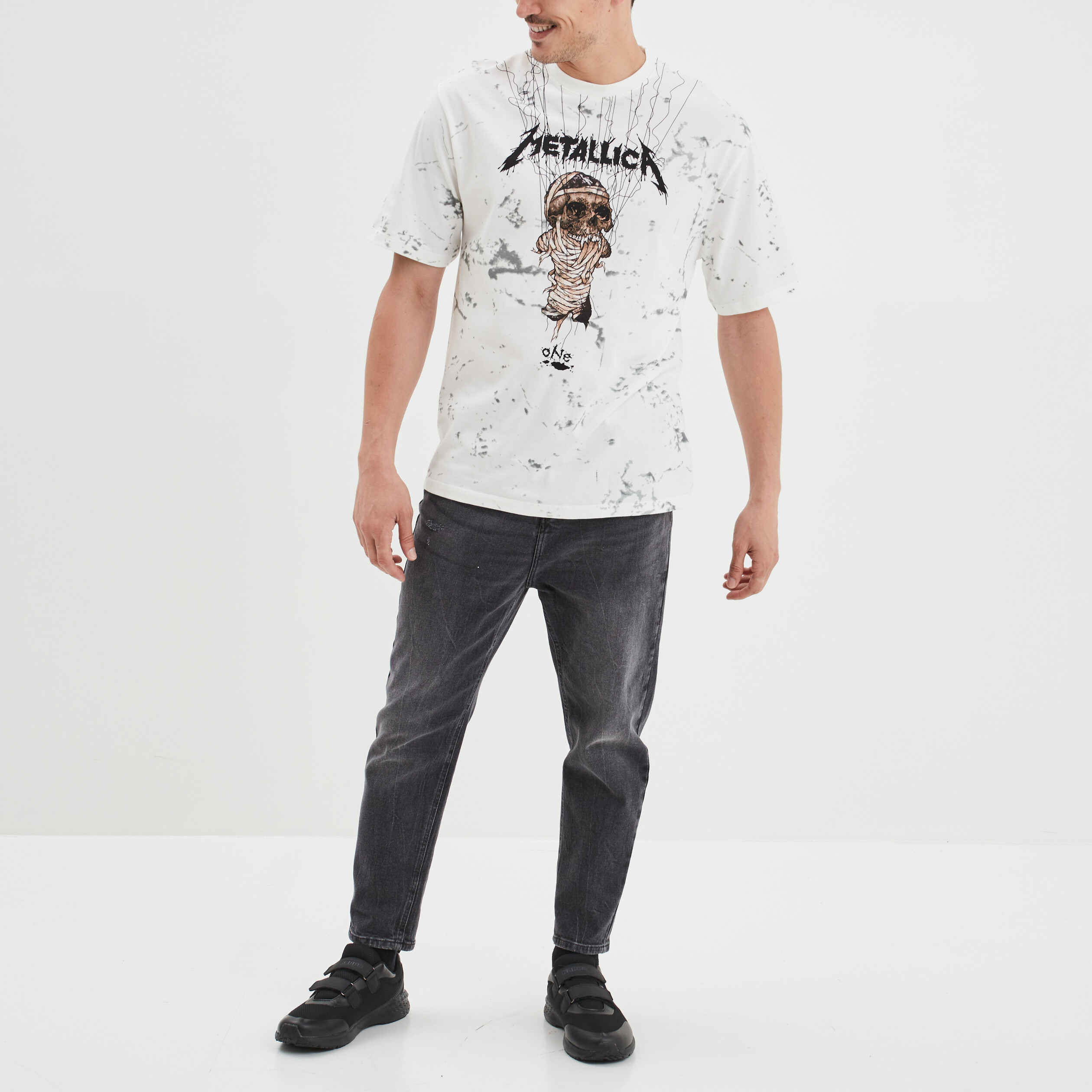 T-shirt manches courtes coton Metallica blanc homme | La Halle