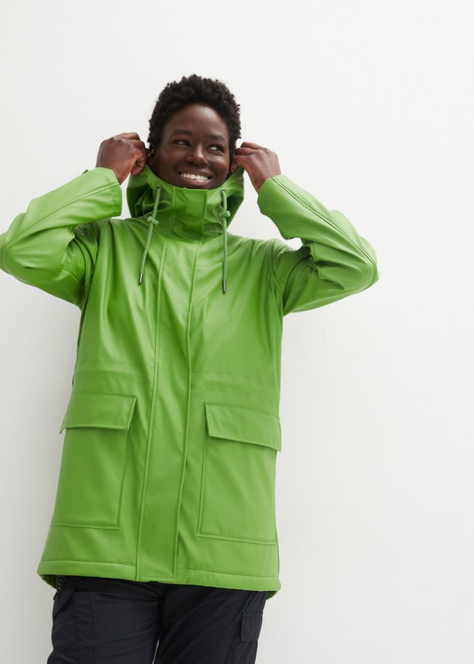 Regenjacke mit Teddyfutter aus wasserdichtem Material