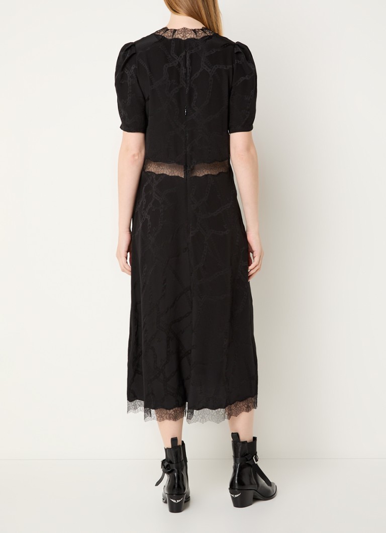 Rochie midi din mătase Redox de la Zadig&Voltaire, cu detalii de dantelă.