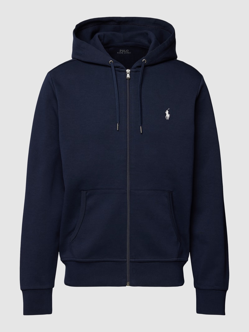 Sweatjacke mit Label-Stitching in marineblau
