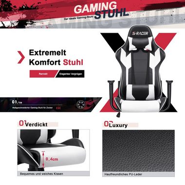 HOMALL Gaming Chair Gaming Stuhl hoher Rückenlehne PC Ergonomischer Rennstuhl mit (Set)