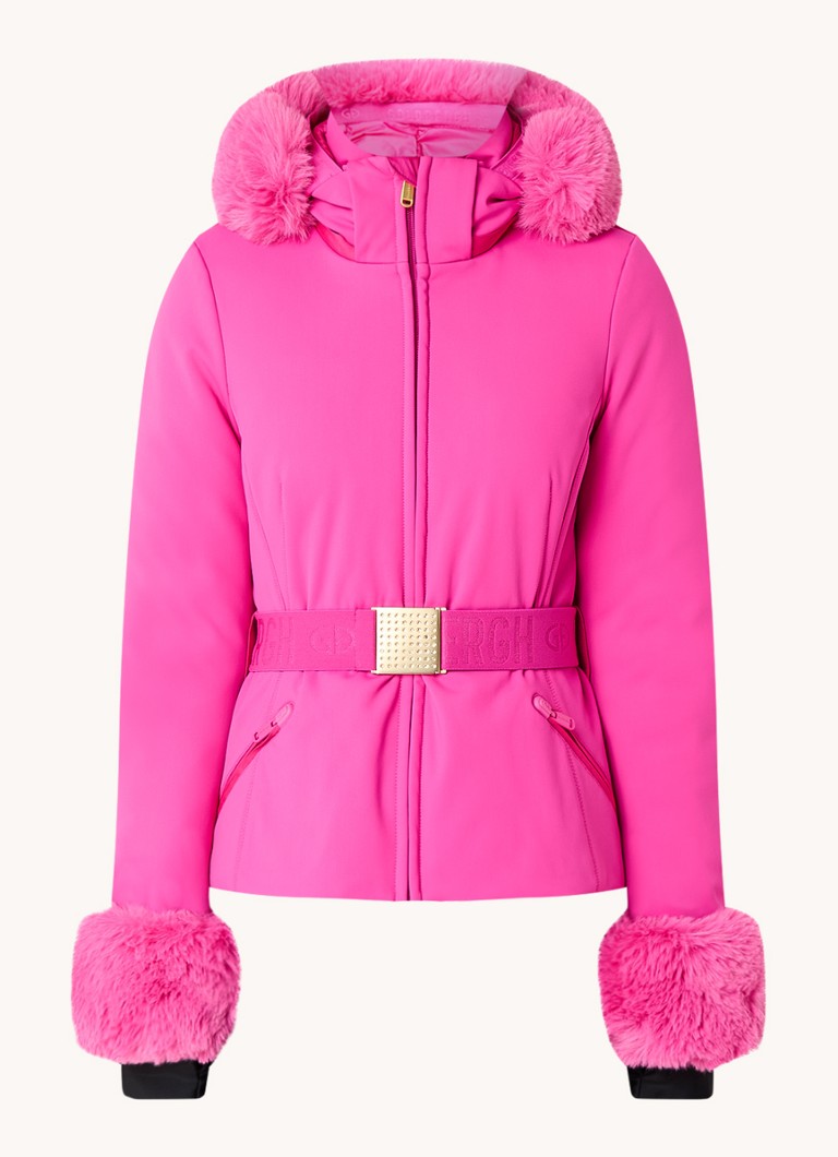 Veste de ski softshell Goldbergh Giselle avec fausse fourrure et ceinture amovibles